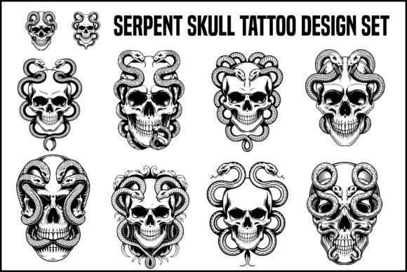 Download Serpent Skull Tattoo Design Set - Premium Bundle