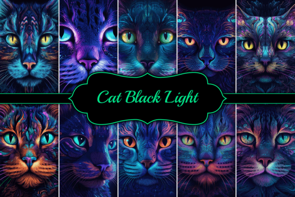 Download Cat Black Light Neon Background - Neon background Collection