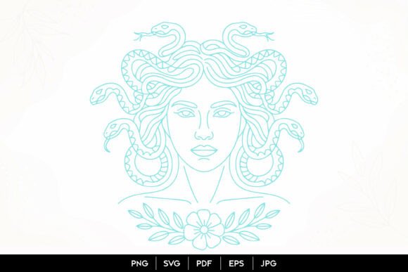 Download Medusa Snake Goddess Line Art SVG - Line Collection