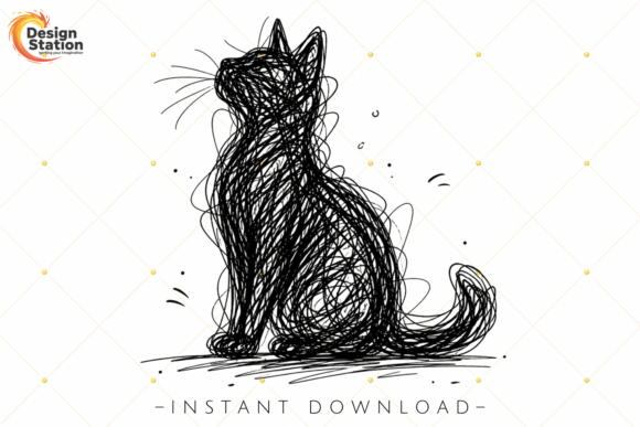 Download Abstract Cat Minimal Line Art PNG - Line Collection