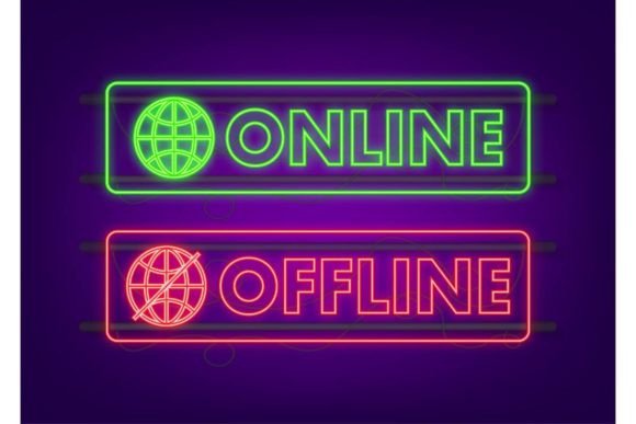 Download Online and Offline Neon Switch, Button. - Line Collection
