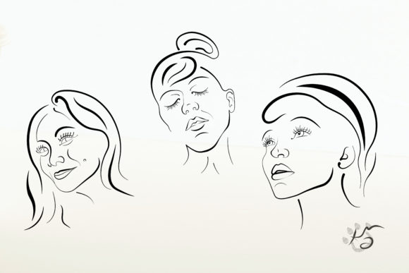 Download Beautiful Women Faces Line Art Bundle - Line Collection