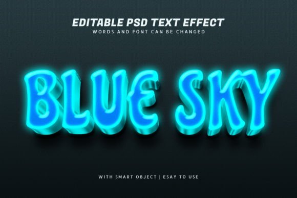 Download Blue Sky 3d Glow Text Effect Editable - Glow text Collection