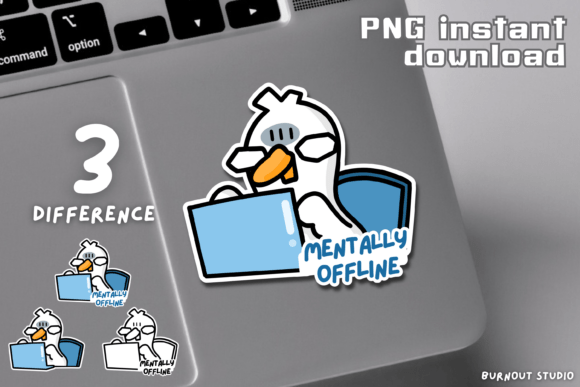 Download “Mentally Offline” Goose Sticker PNG - Line Collection