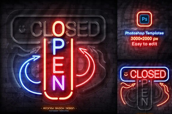 Download Neon on off Light – Photoshop Template - Shop Collection