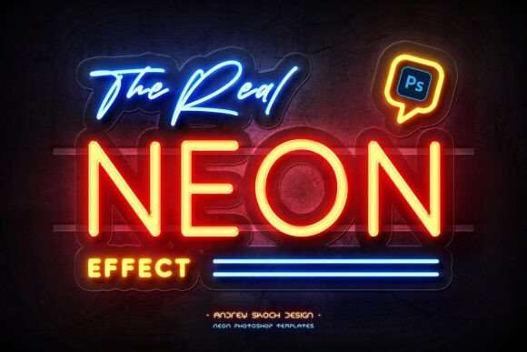 Download Real Neon Photoshop Effect - Shop Collection