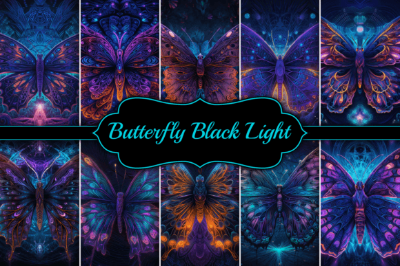 Download Butterfly Black Light Neon Background - Neon background Collection